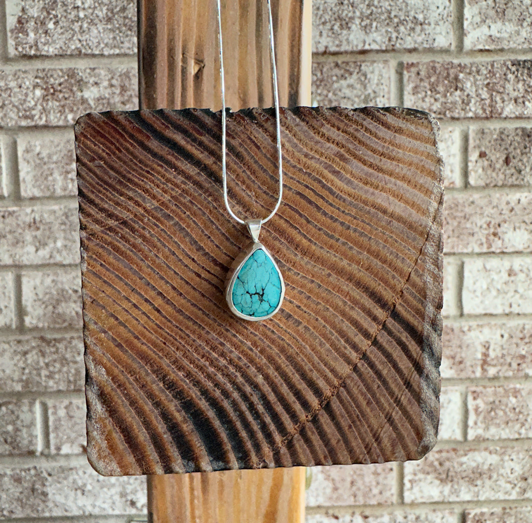Natural Hubei Turquoise Teardrop Necklace