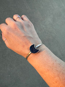 Blue Goldstone Moon Cuff
