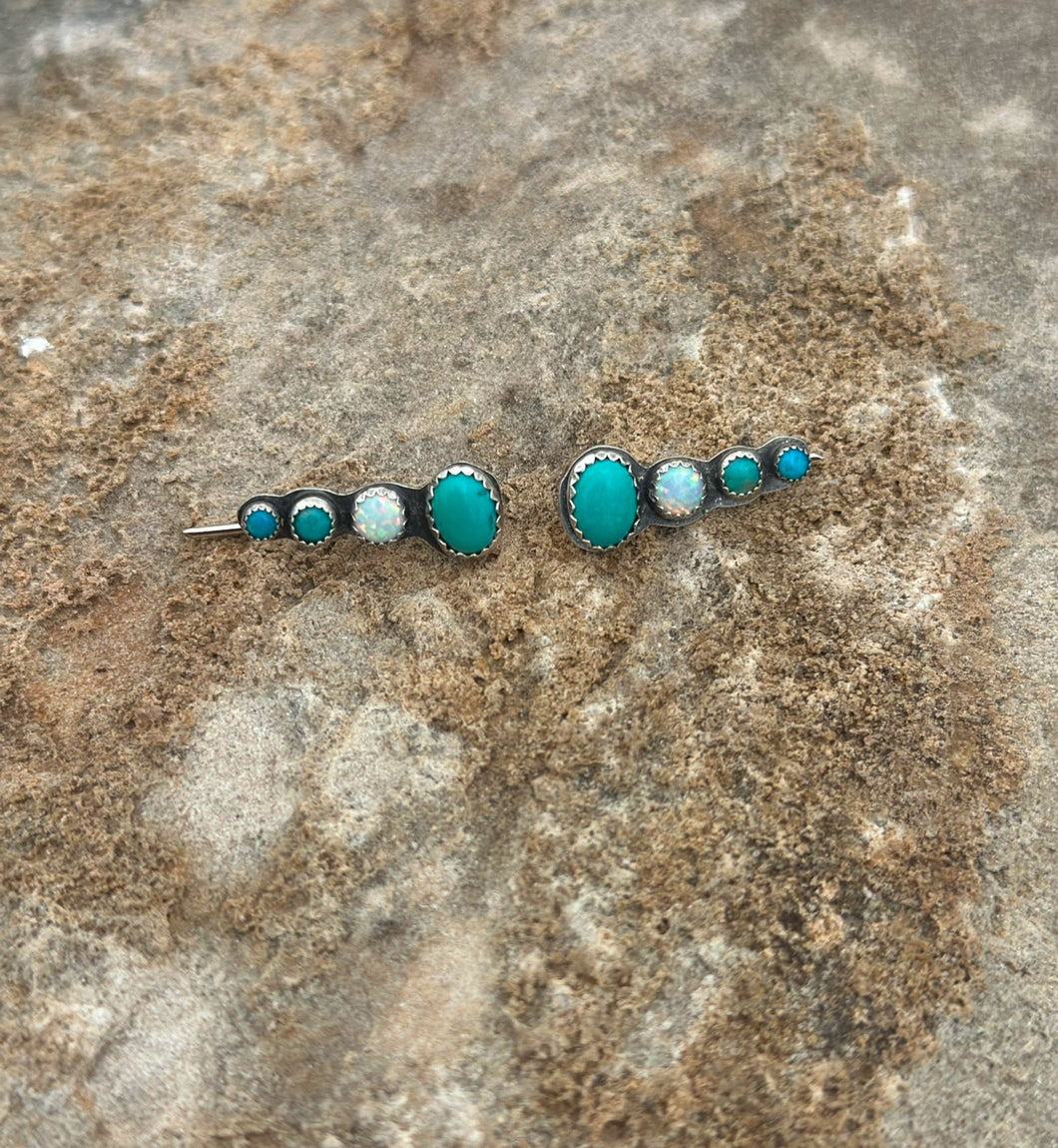 Kyocera Opal & Kingman Turquoise Ear Crawler - 3